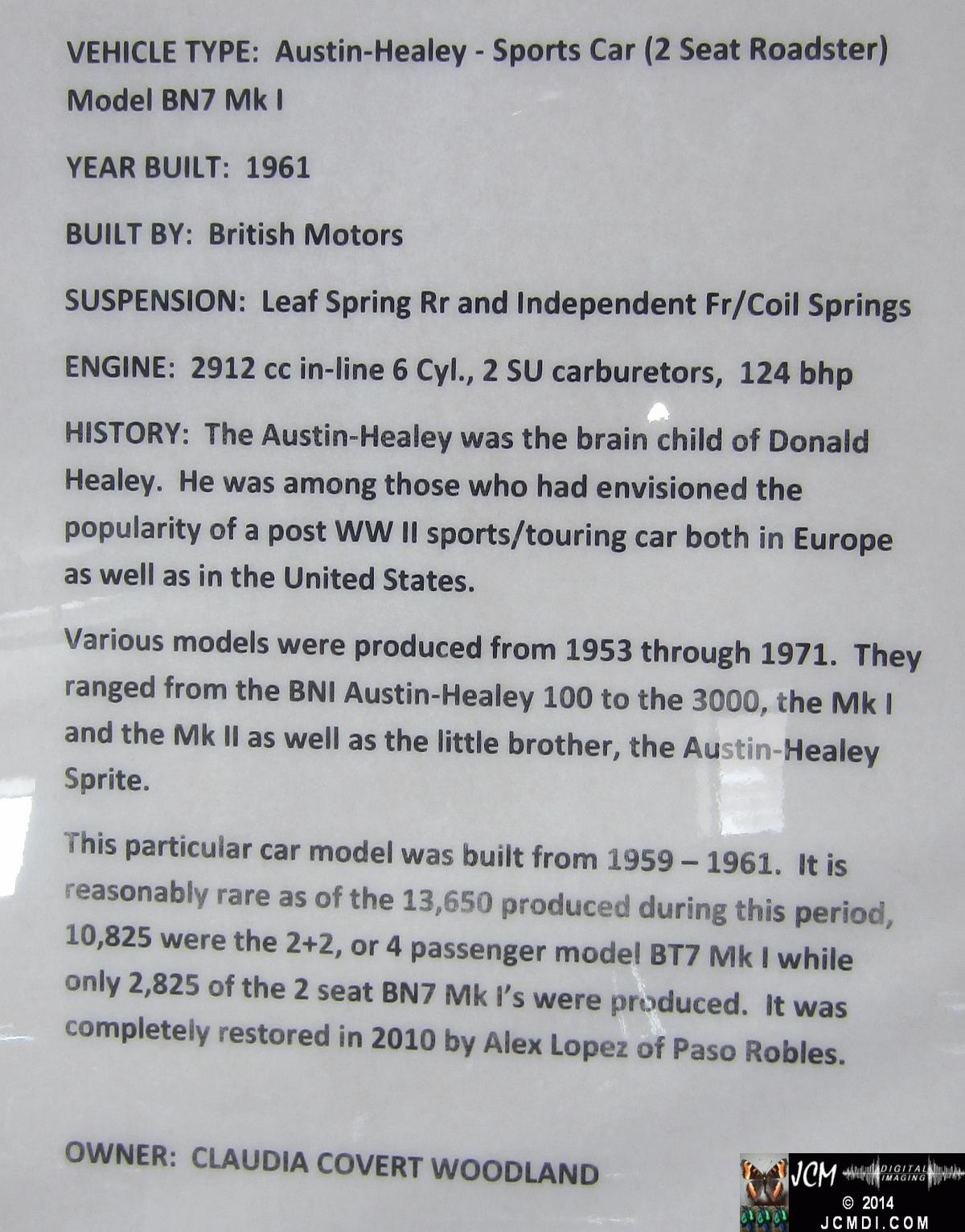 Estrella Warbirds Air Museum and Cars Paso Robles Austin Healy 1961 